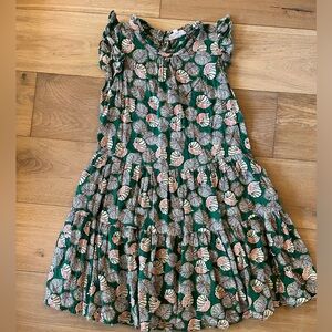 THML Small Dress with Leaf Pattern in Green and Pink
